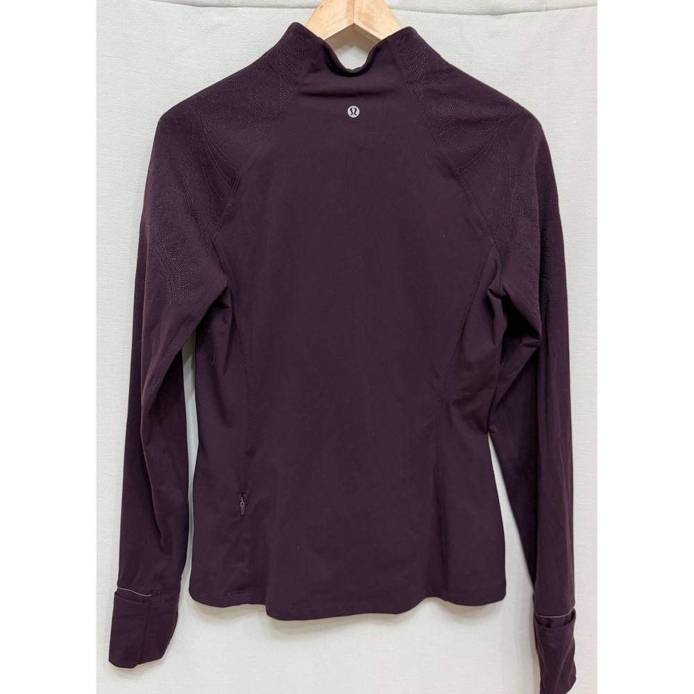 Lululemon Athletica Rich Plum Scroll Embroidered HalfZip Running Pullover Size 8